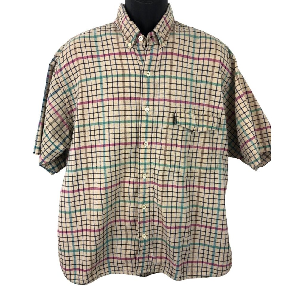 Salty Dog by Gant Plaid Short Sleeve Button Up Shirt Men's Size 1X Big